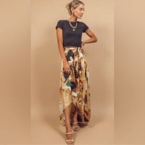 KORI Women's Floral Wrap Asymmetrical Style Skirt SZ: L